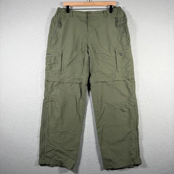REI Sahara Convertible Cargo Hiking Pants Olive Green Womens 14 Petite UPF 50+ - Picture 1 of 14